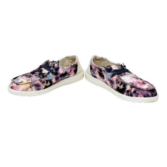 Hey Dude Wendy Tie Dye Pink White Slip On Comfort Casual Shoes Loafers - Picture 4 of 9
